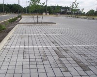 Parking lot with permeable pavers